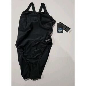 Speedo Pro LT Swimsuit Woman's Super Back Black Active Suit Size 12/38 NWT